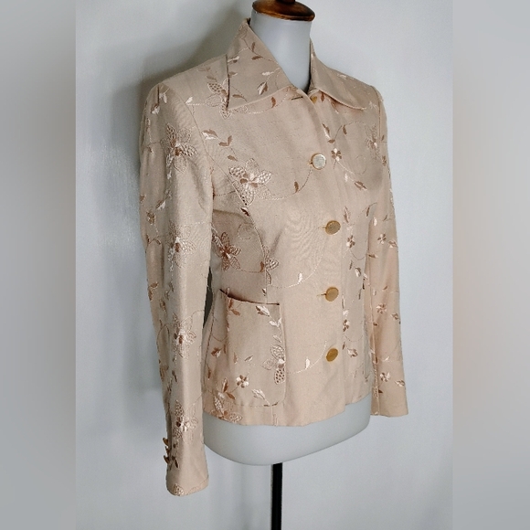 DANIEL & REBECCA RAW SILK EMBROIDERED JACKET - Picture 1 of 11